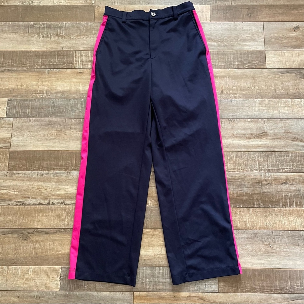 Opening Ceremony Womens Track Dress Pants Medium Navy Pink Stripe Wide Leg